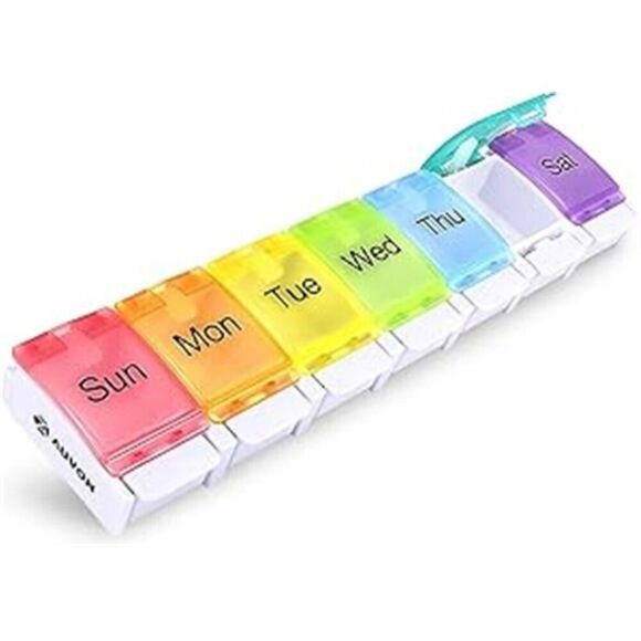 Weekly Pill Organizer Arthritis Friendly BPA Free Travel 7 Day Pill Box Case - Picture 7 of 7